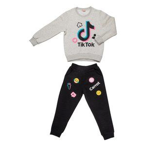Gray Girls Long Sleeve Activewear TikTok Set